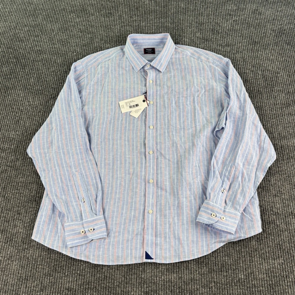 NWT UNTUCKit Boyd Shirt XXL Blue 100% Linen Relaxed Fit Wrinkle Resistant Summer